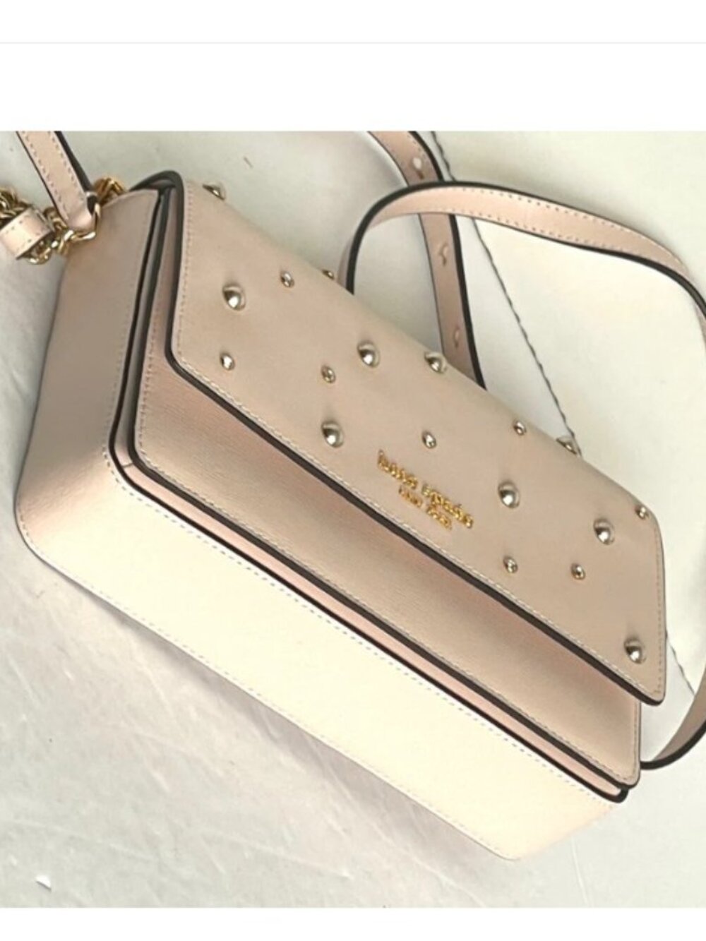 kate spade bag, pearl clutch, crystal chain bag, pale dogwood bag, flap clutch, - Picture 5 of 13